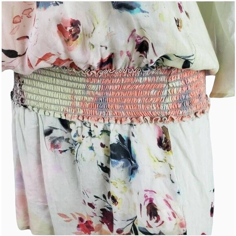 Dylan Tunic Kimono Sleeve Top Smocked Waist Oversize Floral Print Small - Picture 9 of 12